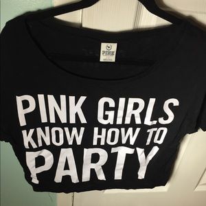 Pink Victorias Secret Graphic T-shirt Black Small